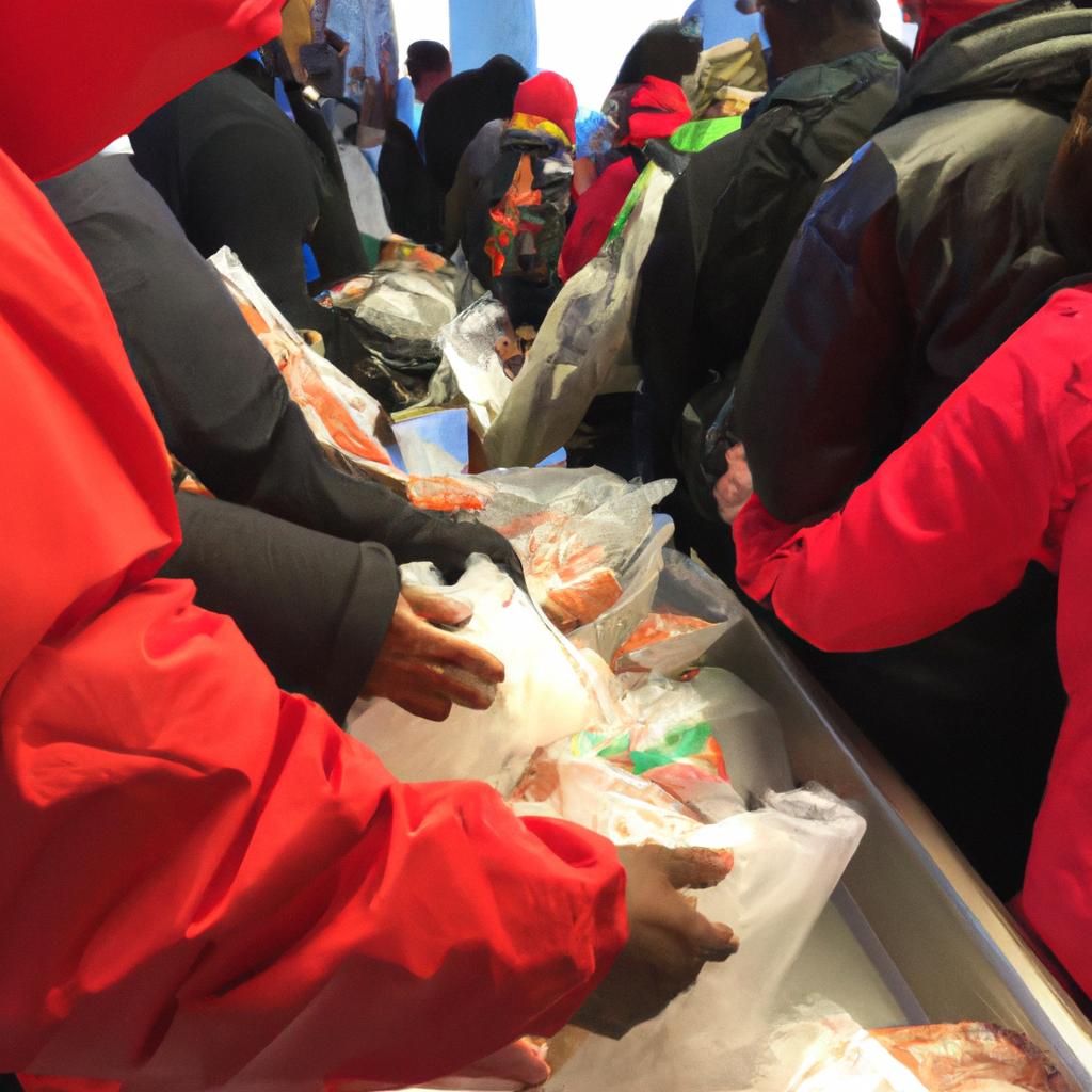 Volunteers from the Community Service Society of New York making a difference by providing food to the less fortunate.