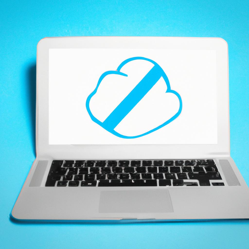 A laptop displaying a cloud icon with a red X mark, representing the process of disabling cloud services.